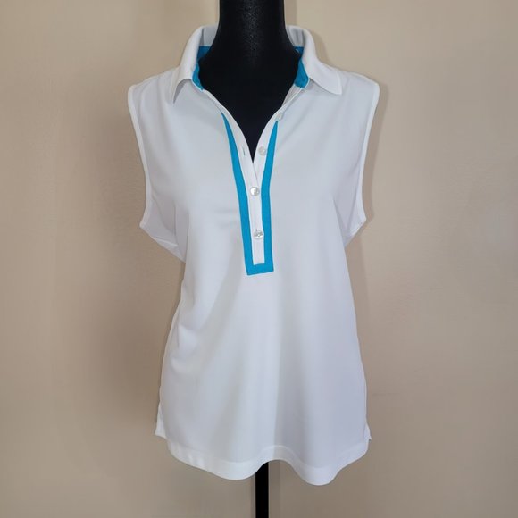 EP Pro Tops - EP Pro Tour Tech Sleeveless White Golf Shirt - L